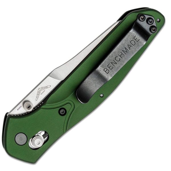 Benchmade Osborne - S30V Satin Reverse Tanto Blade - Green Aluminum Handle - 940 - Image 3