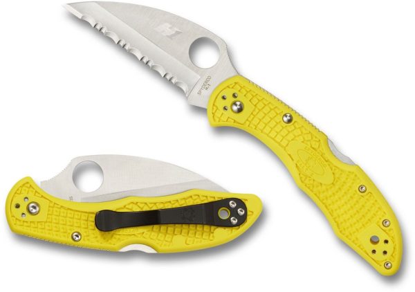 Spyderco Salt 2 - H1 Serrated Wharncliffe Blade - Yellow FRN Handle - C88SWCYL2 - Image 3