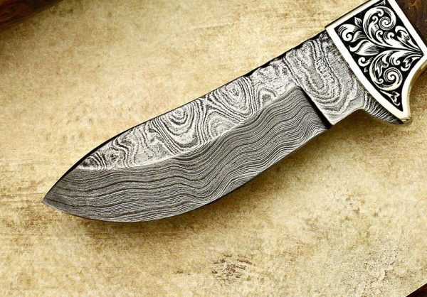 Coffman Danny Damascus Wood Hunter with Engraving 800a