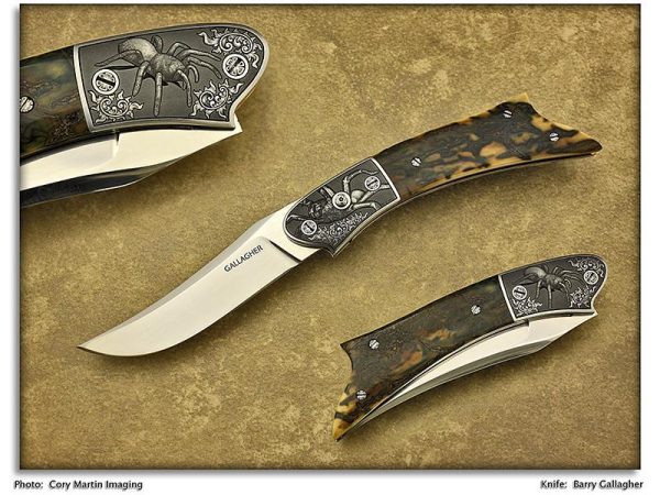 Gallagher, Barry - Funnel Spider Engraved Automatic - LinerLock Folder