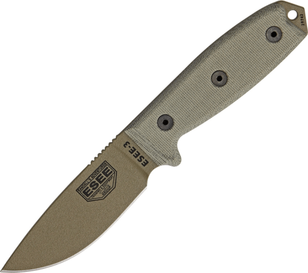 ESEE Model 3 - 1095HC Flat Dark Earth Blade - Micarta Handle - ES3PMBDE