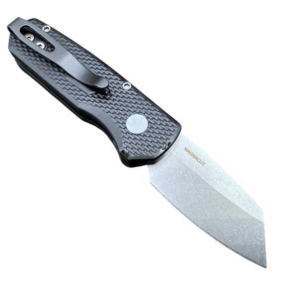 Pro-Tech Runt 5 Auto - Stonewash Magnacut Reverse Tanto Blade - Textured Black Handle - R5405 - Image 2