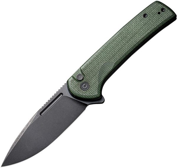 Civivi Conspirator Button Lock - Nitro V Stonewash Blade - Green Canvas Micarta Handle - CIVC210062