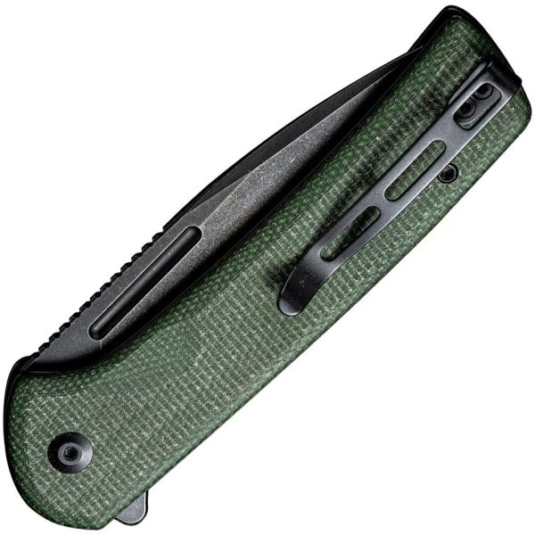 Civivi Conspirator Button Lock - Nitro V Stonewash Blade - Green Canvas Micarta Handle - CIVC210062 - Image 3