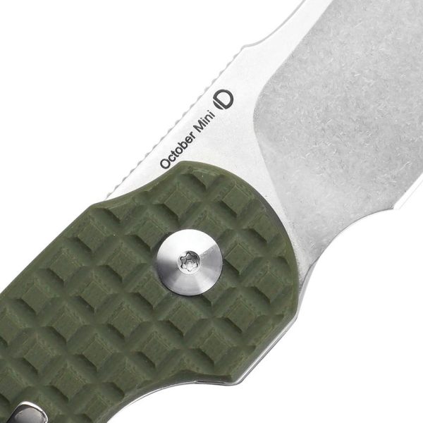 Kizer October Mini Linerlock - 154CM Stonewashed Sheepsfoot Blade - Milled Green G10 Handle - KIV2569C1 - Image 6