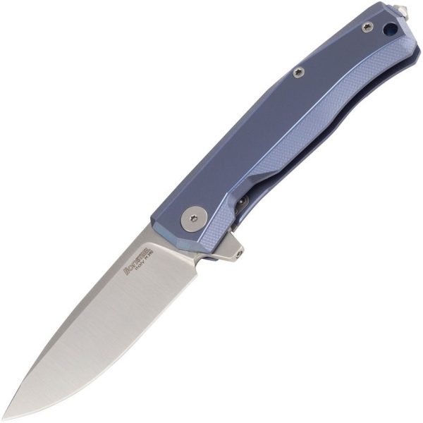 LionSteel Myto Flipper - M390 Satin Blade - Blue Titanium Textured Handle - LSTMT01BL