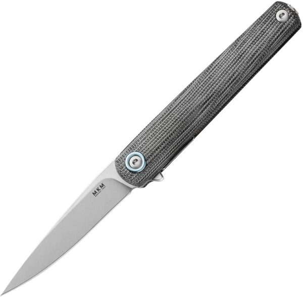 MKM Zieba Flame Light Linerlock - M390 Stonewashed Drop Point Blade - Black Canvas Micarta Handle - MKMFL01LBC