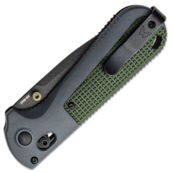 Benchmade Redoubt AXIS - CPM-D2 Graphite Black Drop Point Blade - Gray and Green Textured Grivory Handle - 430BK - Image 3