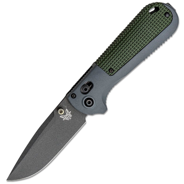 Benchmade Redoubt AXIS - CPM-D2 Graphite Black Drop Point Blade - Gray and Green Textured Grivory Handle - 430BK