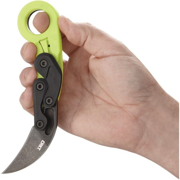 CRKT Provoke Zap - 1.4116 Stainless Steel Hawkbill Blade - Yellow GRN Handle - CR4041G - Image 3