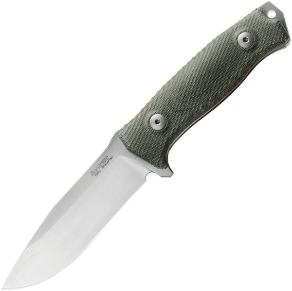 LionSteel M5 Hunter Fixed Blade - Sleipner Drop Point Blade - Green Canvas Micarta Milled Textured Handle - LSTM5CVG