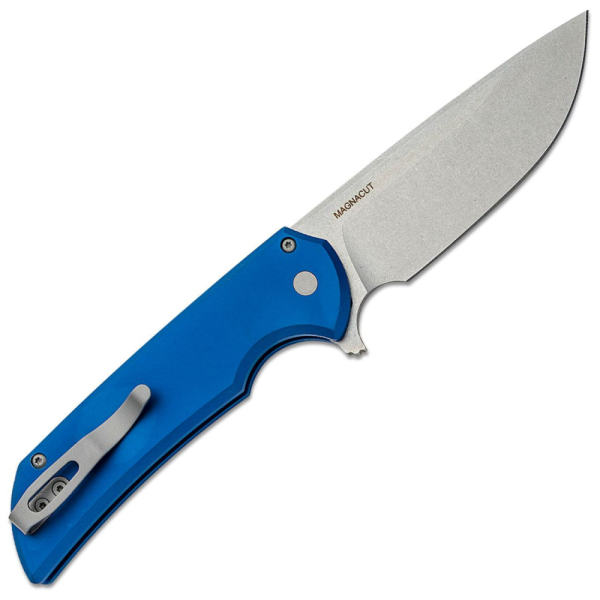 Protech Mordax Flipper - Magnacut Stonewashed Blade - Solid Blue Handle - MX101-Blue - Image 2