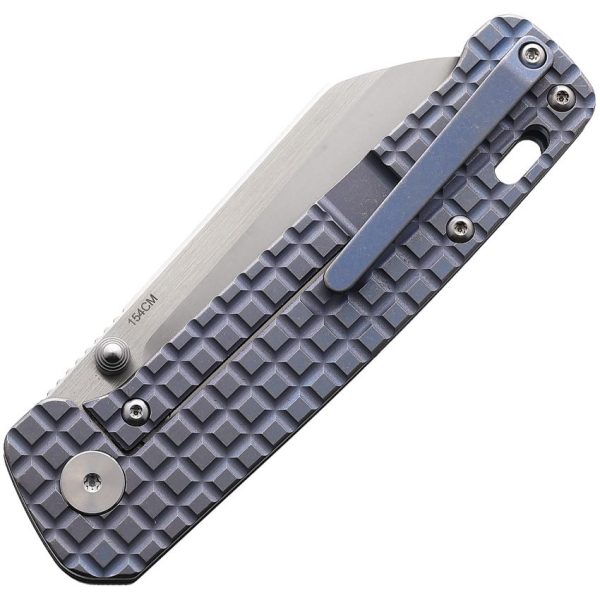 QSP Penguin - 154CM Satin Sheepsfoot Blade - Blue Frag Titatnium Handle - QS130RFRG1 - Image 2