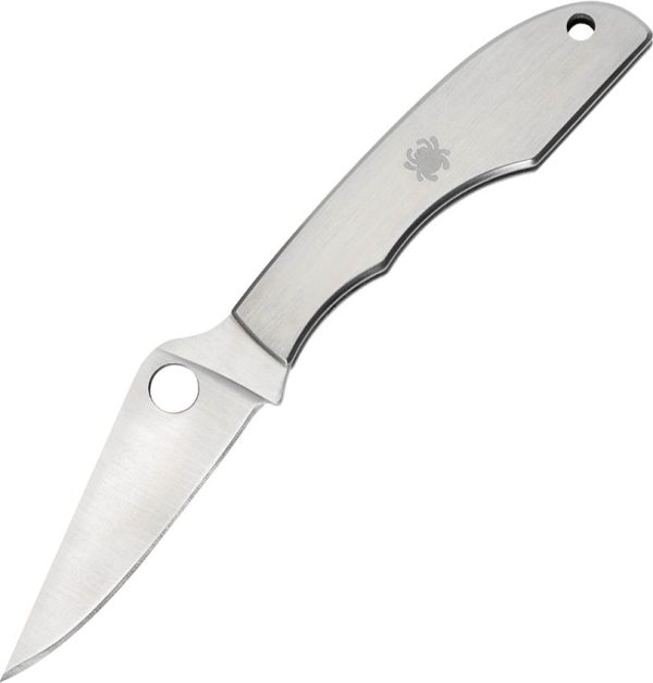 Spyderco Grasshopper - 12C27 Stainless Blade - Brushed Stainless Handle - C138BKP