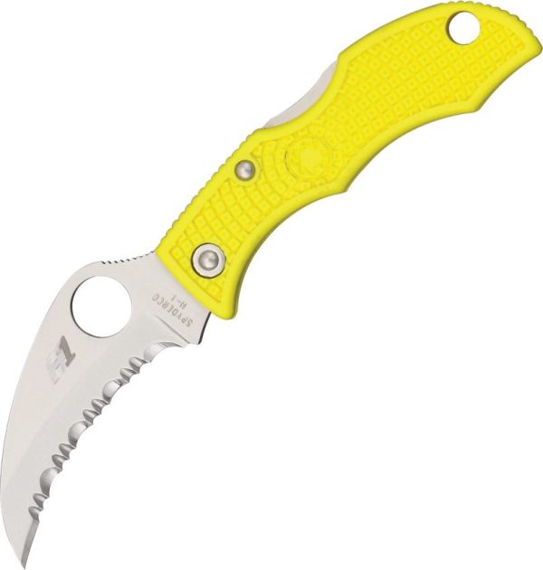 Spyderco Ladybug 3 - H1 Serrated Hawkbill Blade - Yellow FRN Handle - SCLYLS3HB