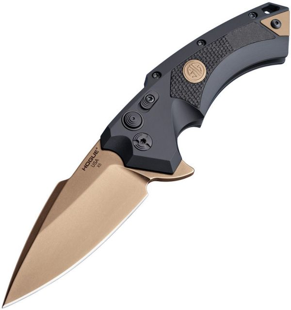 Sig Sauer/Hogue X5 Emperor Scorpion Flipper - CPM154 FDE Spear Point Blade - Black Aluminum Handle with Safety and G10 Insert - SIG36570