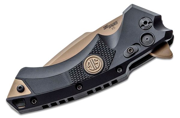 Sig Sauer/Hogue X5 Emperor Scorpion Flipper - CPM154 FDE Spear Point Blade - Black Aluminum Handle with Safety and G10 Insert - SIG36570 - Image 2