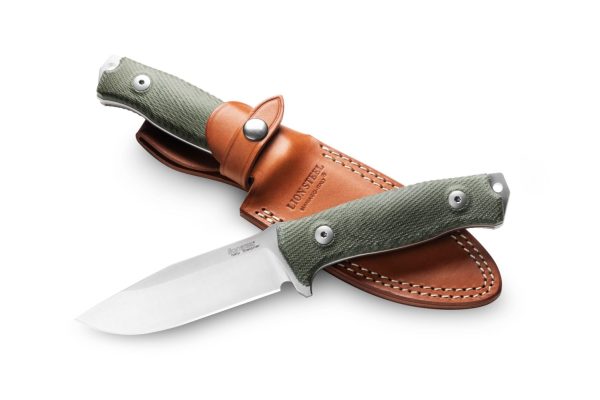 LionSteel M5 Hunter Fixed Blade - Sleipner Drop Point Blade - Green Canvas Micarta Milled Textured Handle - LSTM5CVG - Image 6