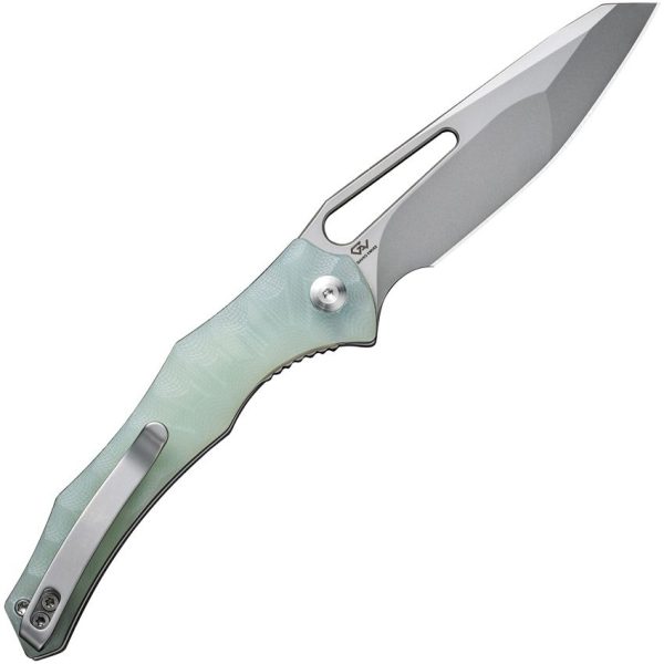 Civivi Spiny Dogfish - 14C28N Stonewashed Reverse Tanto Blade - Milled Jade G10 Handle - C22006-2 - Image 3