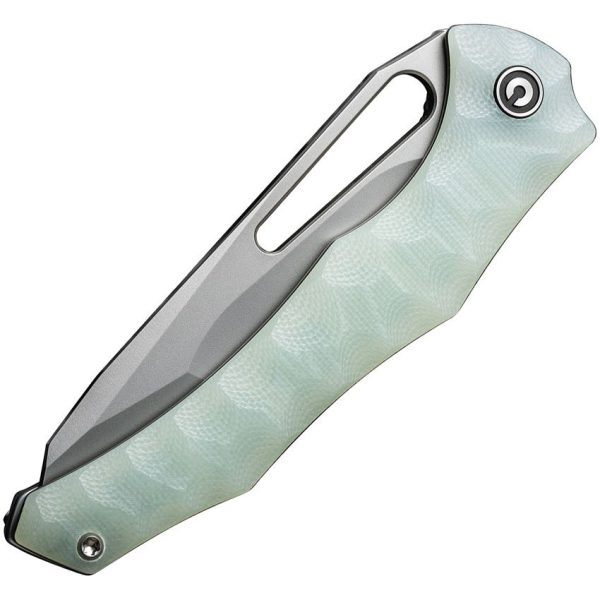 Civivi Spiny Dogfish - 14C28N Stonewashed Reverse Tanto Blade - Milled Jade G10 Handle - C22006-2 - Image 2