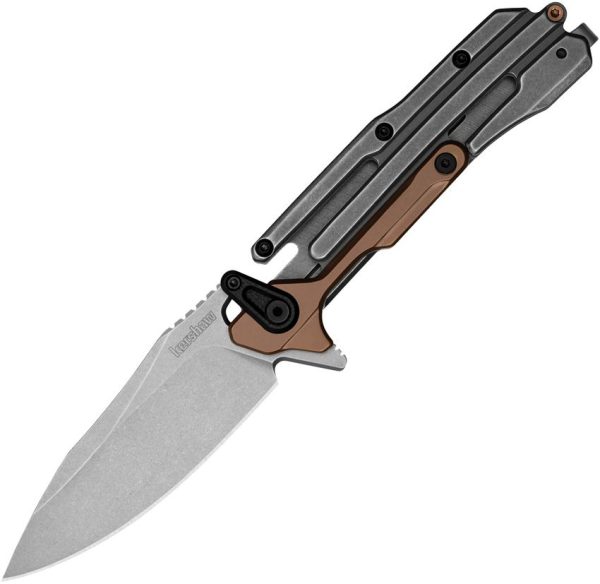 Kershaw Frontrunner - D2 Stonewashed Blade - Gray PVD Stonewashed and Bronze PVD Stainless Steel Handle - KS2039