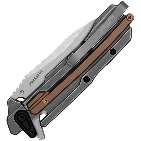 Kershaw Frontrunner - D2 Stonewashed Blade - Gray PVD Stonewashed and Bronze PVD Stainless Steel Handle - KS2039 - Image 4