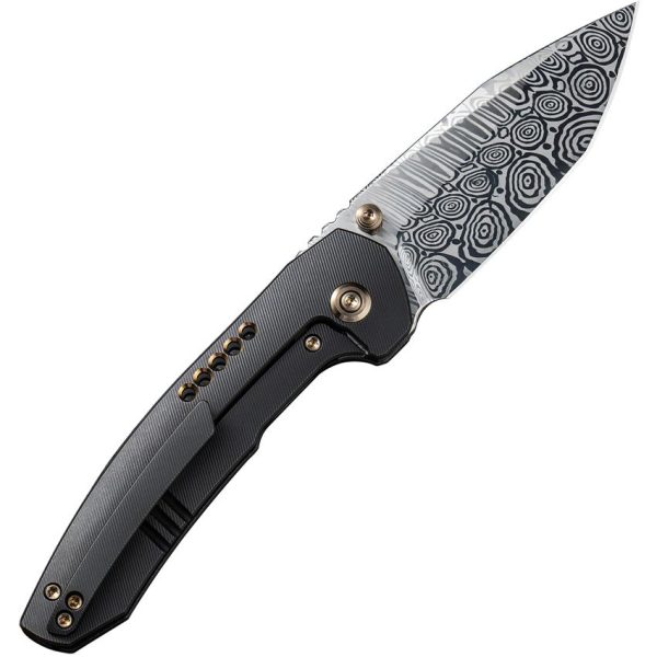 We Knife Company Trogon - Damasteel Mirror Pollished Spear Point Tanto Blade - Milled Black and Bronze Titanium Handle - WE22002B-DS1 - Image 2