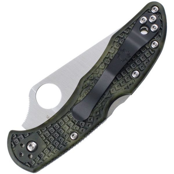 Spyderco Delica 4 - VG10 Drop Point Blade - Zome Green FRN Handle - C11ZFPGR - Image 2