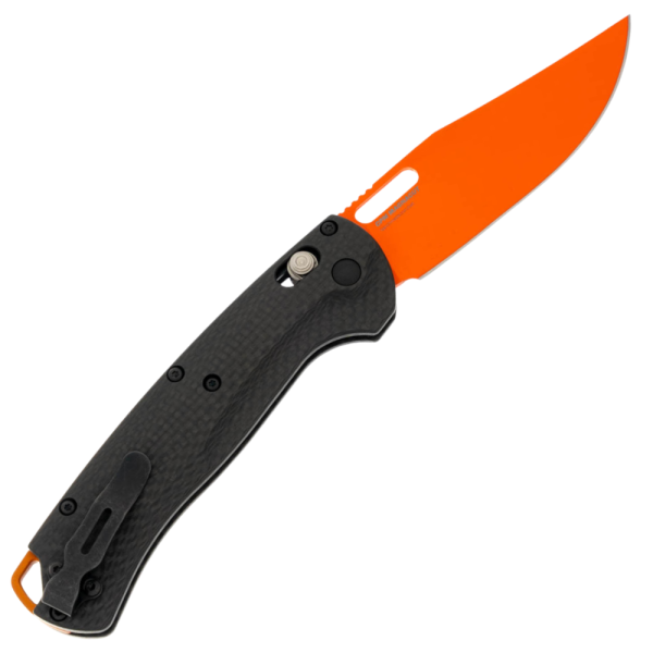 Benchmade Taggedout AXIS - Magnacut Orange Cerakote Blade - Carbon Fiber with Orange Anodized Backspacer - 15535OR-1 - Image 2