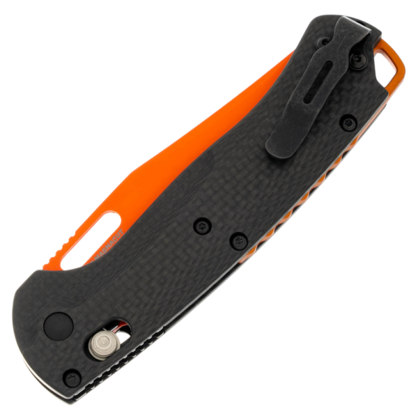 Benchmade Taggedout AXIS - Magnacut Orange Cerakote Blade - Carbon Fiber with Orange Anodized Backspacer - 15535OR-1 - Image 3