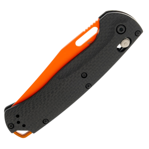 Benchmade Taggedout AXIS - Magnacut Orange Cerakote Blade - Carbon Fiber with Orange Anodized Backspacer - 15535OR-1 - Image 4