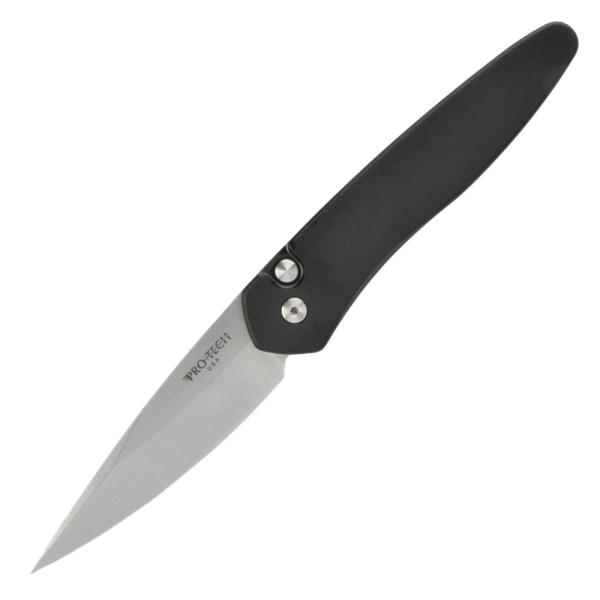 Pro-Tech Newport - S35VN Spearpoint Stonewash Blade - Black Aluminum Handle - 3405