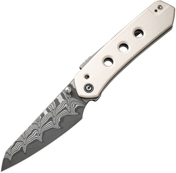 Civivi Vision FG Superlock - Damascus Steel Reverse Tanto Blade - Ivory G10 Handle - C22036DS1