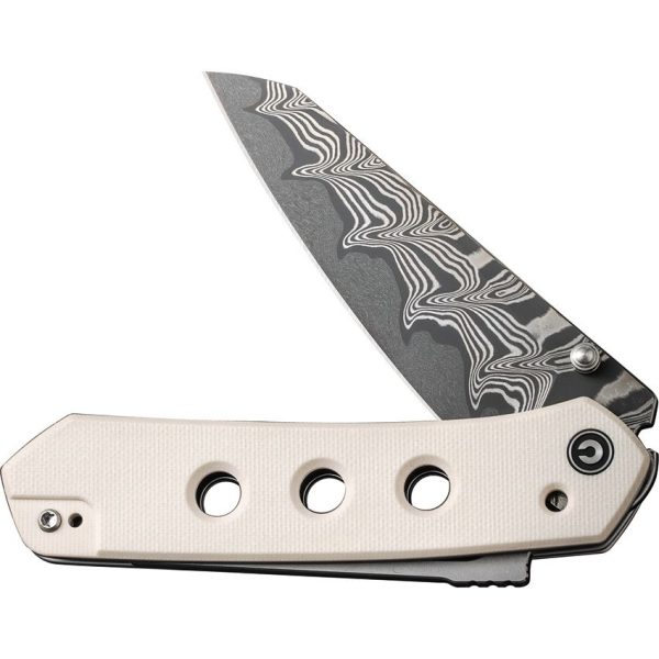 Civivi Vision FG Superlock - Damascus Steel Reverse Tanto Blade - Ivory G10 Handle - C22036DS1 - Image 3