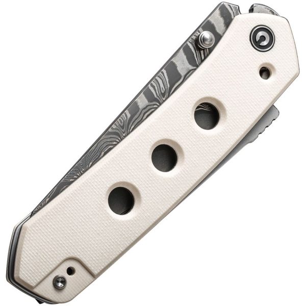 Civivi Vision FG Superlock - Damascus Steel Reverse Tanto Blade - Ivory G10 Handle - C22036DS1 - Image 4