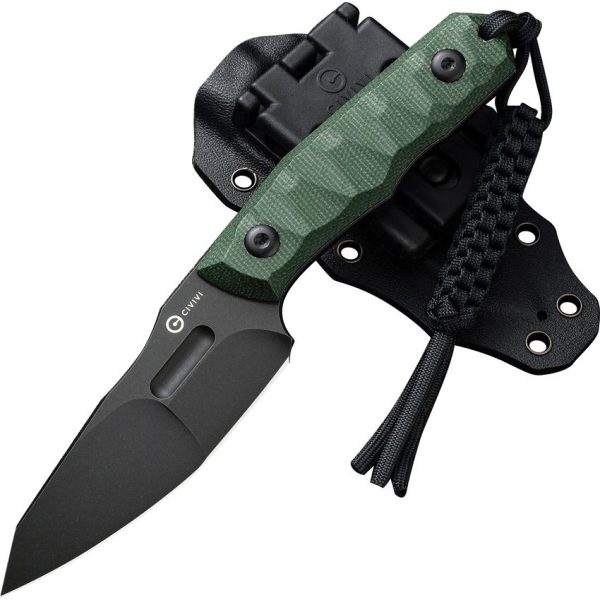 Civivi Propugnator Fixed Blade - D2 Tool Steel Black Stonewash Compound Ground Blade - Green Canvas Micarta Handle - CIVC230022 - Image 6